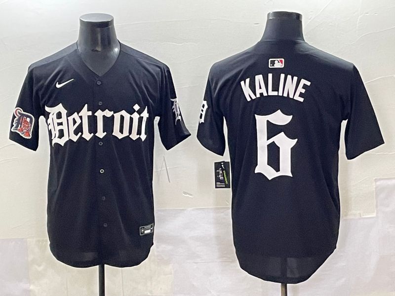 Men 2025 Detroit Tigers #6 Kaline Black Five generations Joint Name Nike MLB Jersey style 18
